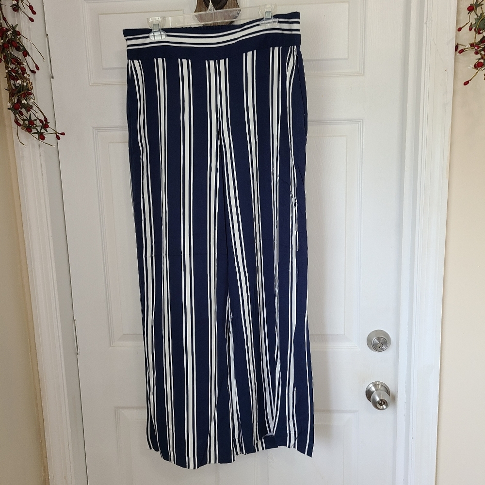 Adrienne Vittadina Woman's Boho Style Pants, Size: 10, Color: Blue and White